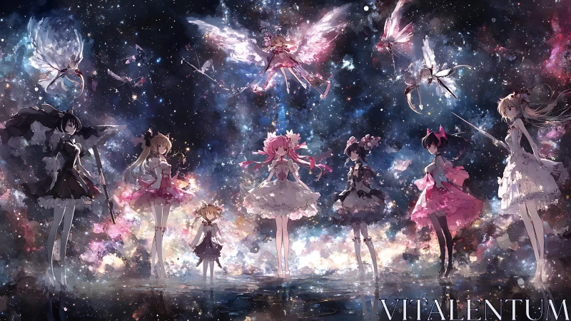 Starlit fairy choir braids cosmic nebulae into shimmering gowns