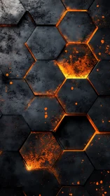 Incandescent hexagonal tessellation with radial heat gradient distribution