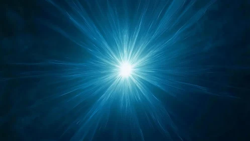 Bright Blue Energy Burst in Abstract Digital Art Style.