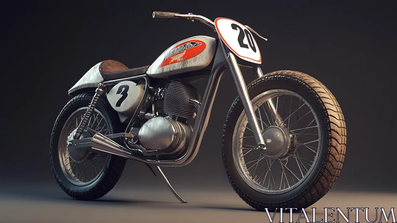 Vintage dirt track racing motorcycle rendered in 3D detail
