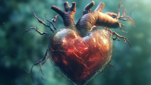 Anatomical Heart in Luminous Medical Landscape