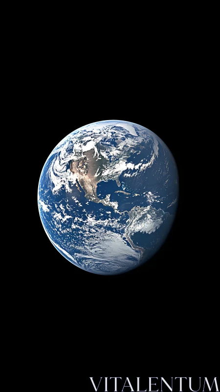 Planet Earth floats in deep space with vivid blue detail.