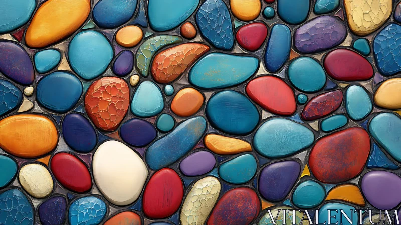Colored pebble-like digital forms cover the entire frame uniformly