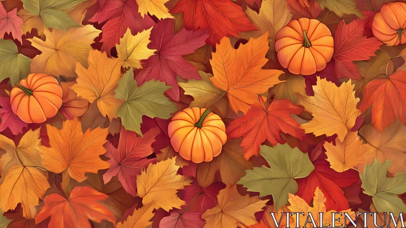 Digital rendering shows pumpkins arranged among autumn leaves