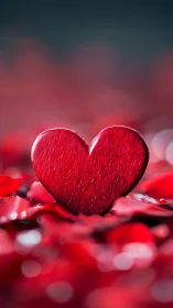 Red Heart Shape Surrounded by Glowing Bokeh Light Particles