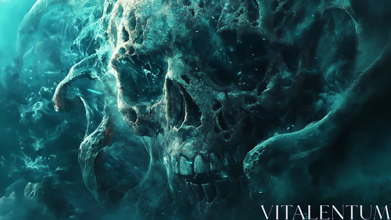 Drowned Leviathan Skull Breathing Ghostly Tides of Aqua Dread.