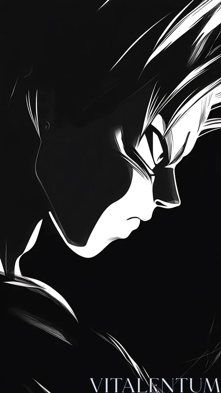 High-contrast anime profile with dramatic rim lighting and deep shadow