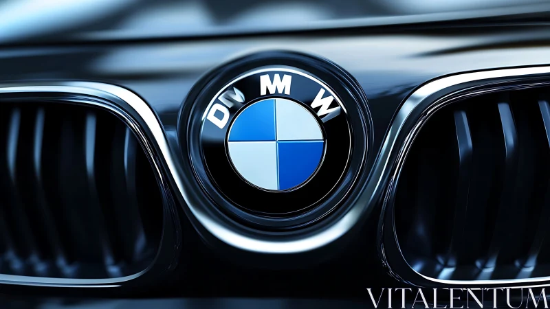 Shiny car grille emblem gleams under sleek studio lighting