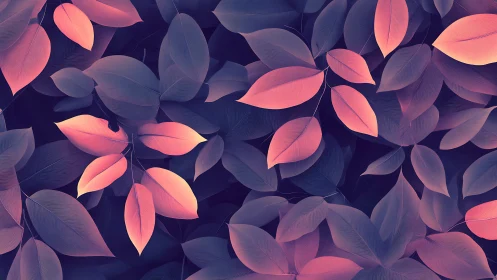 Soft pink leaves glow gently against deep twilight shadows