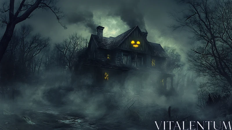 Gloomy haunted house glows with eerie Halloween charm