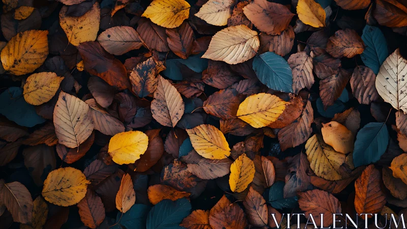 Fallen autumn leaves cover ground in dense overlapping layer