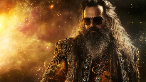 Stellar portrait of bearded elder in jeweled baroque jacket