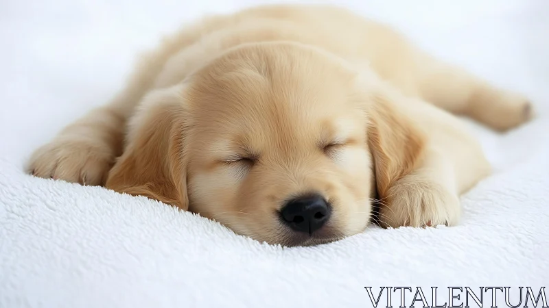 Gentle golden puppy drifts into a peaceful afternoon nap