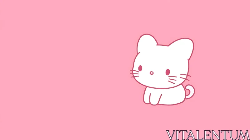 Minimal pink cartoon cat on solid pastel background.