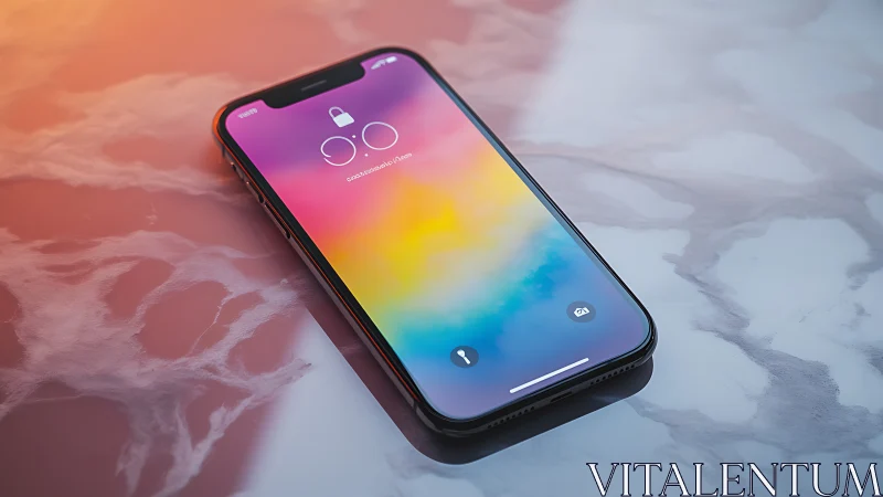 Premium smartphone displaying vibrant gradient lock screen interface design