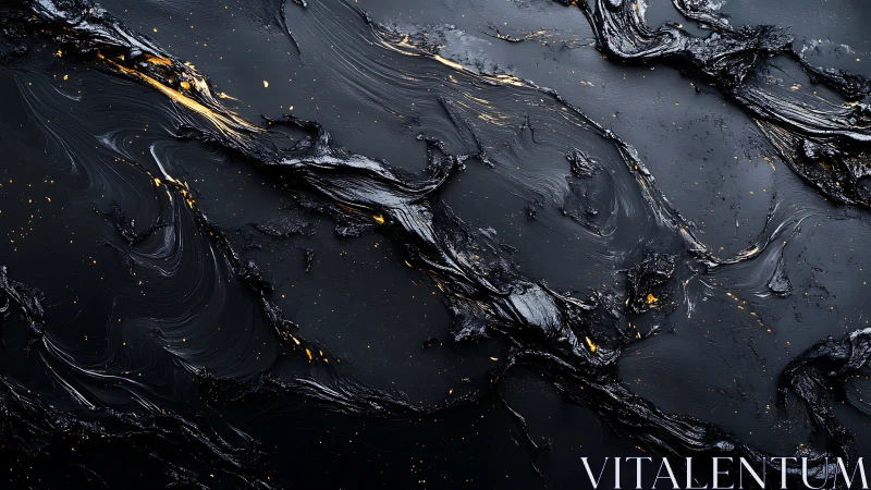 Black textured abstract surface with metallic streak details.