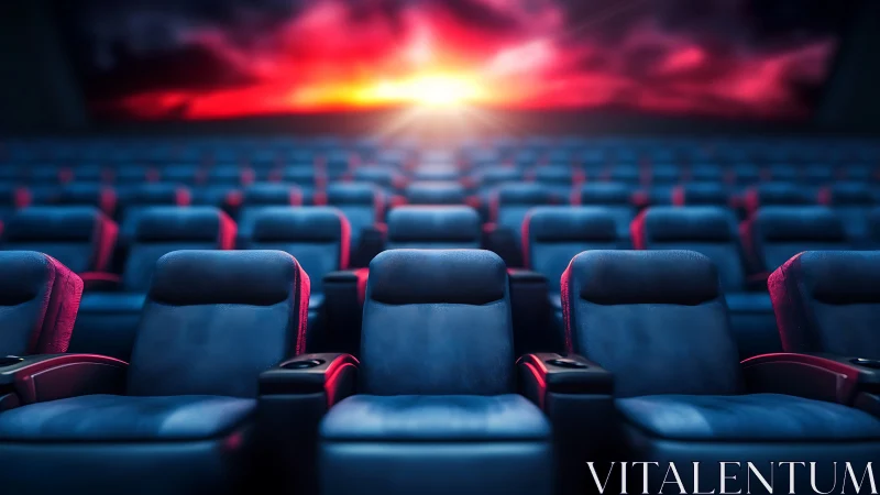 Premium cinema seating under vibrant cinematic sunset glow.