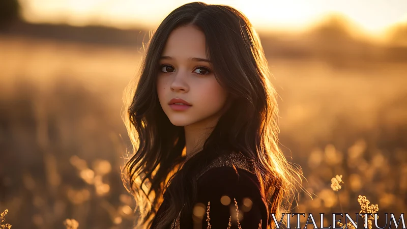 Photorealistic golden-hour portrait with shallow depth of field.