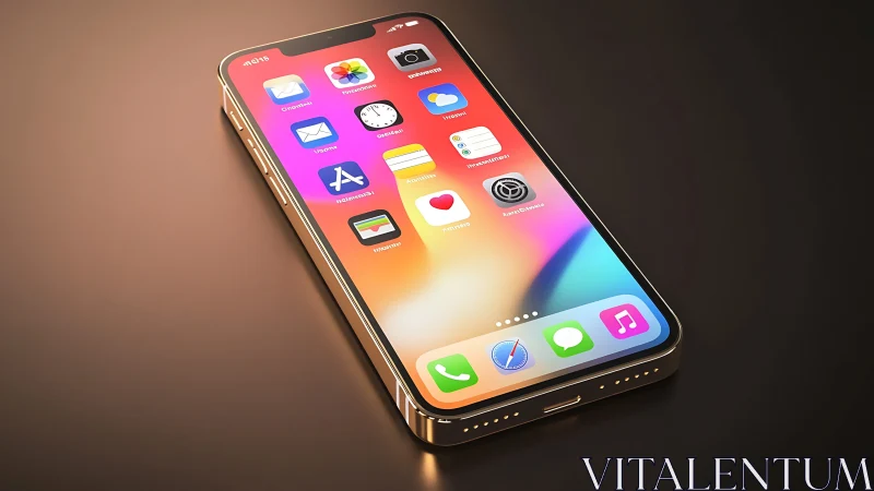 Premium iPhone with Vibrant Gradient Home Screen Display.