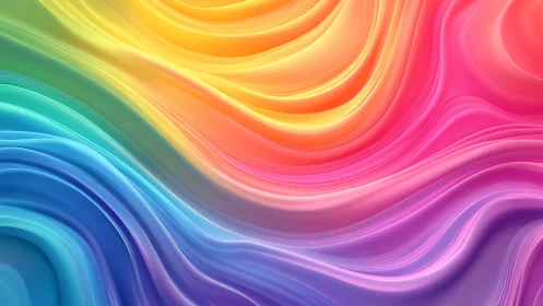 Chromatic waves curl like molten rainbow silk in motion