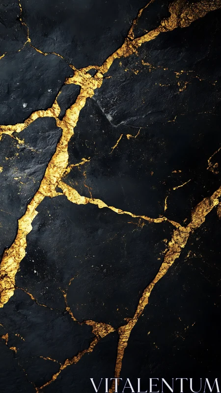 Kintsugi inspired black stone surface with molten gold veins.
