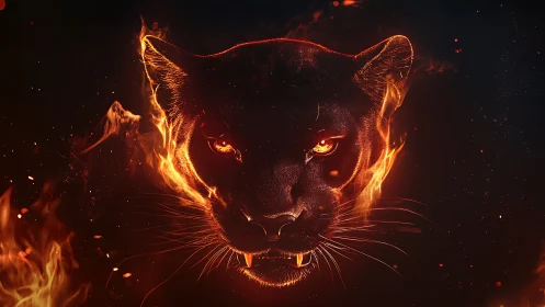 Fireborne panther lunges from the shadows with molten eyes