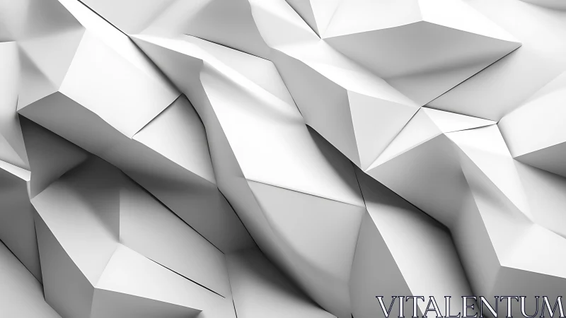 Geometric white facets form a sculpted abstract landscape.