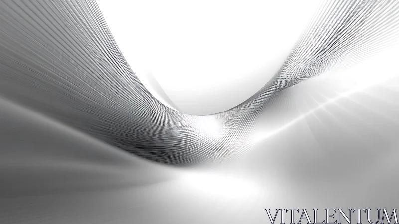 Parametric silver wave ribbons in luminous white space.