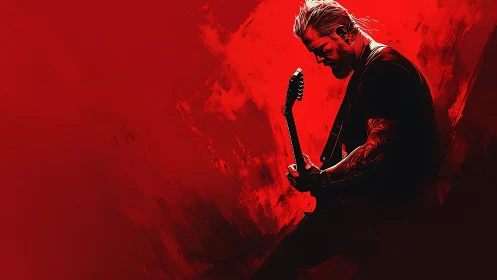 Scarlet soundstorm with a lone tattooed guitarist ignited.