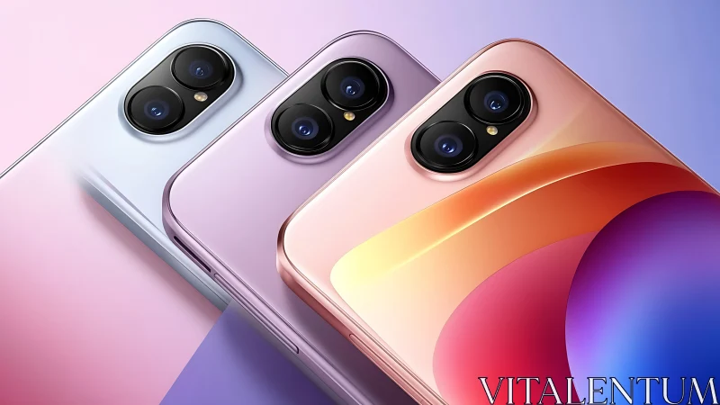 Three Stylish Smartphones in Soft Pastel Colors