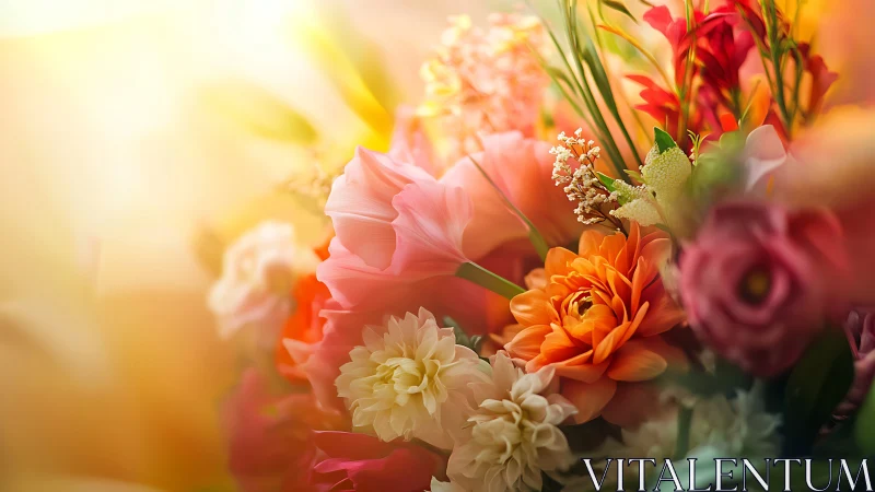 Radiant Flower Bouquet in Golden Sunlight.
