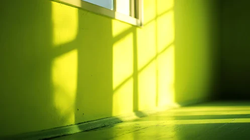 Irradiated lime interior with orthogonal window shadow grid.