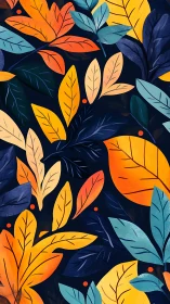 Stylized multicolored leaf pattern on dark background.