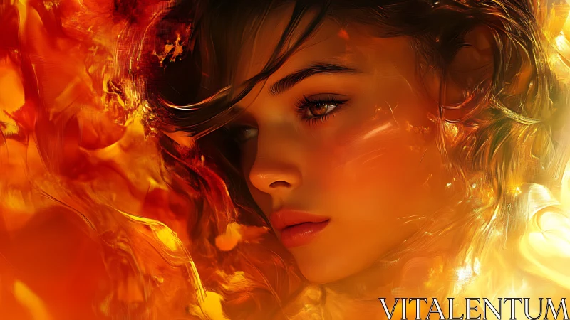 Inferno's Whisper: Portrait Consumed by Liquid Flame