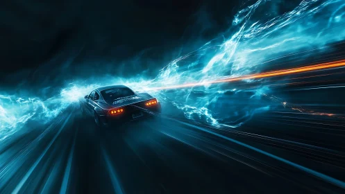 Cyberpunk drift coupe slicing through neon velocity field.