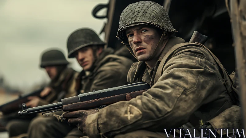 Wartime soldiers brace in silence before entering battle