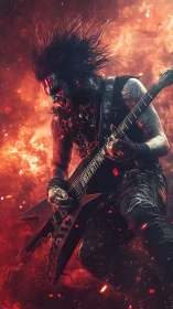 Fiery metal guitarist unleashes blazing power on stage