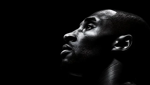 High-contrast monochrome profile isolates an intense male athlete