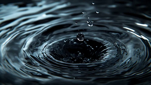 Dark liquid vortex captures suspended falling droplets sharply