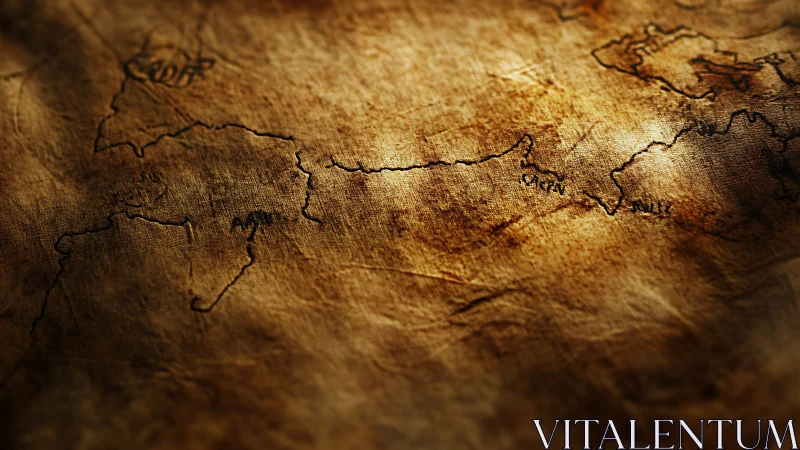 Ancient traveler’s coastlines glow on worn sepia parchment.
