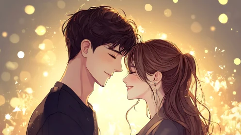 Two Hearts Glow Together in Golden Warmth