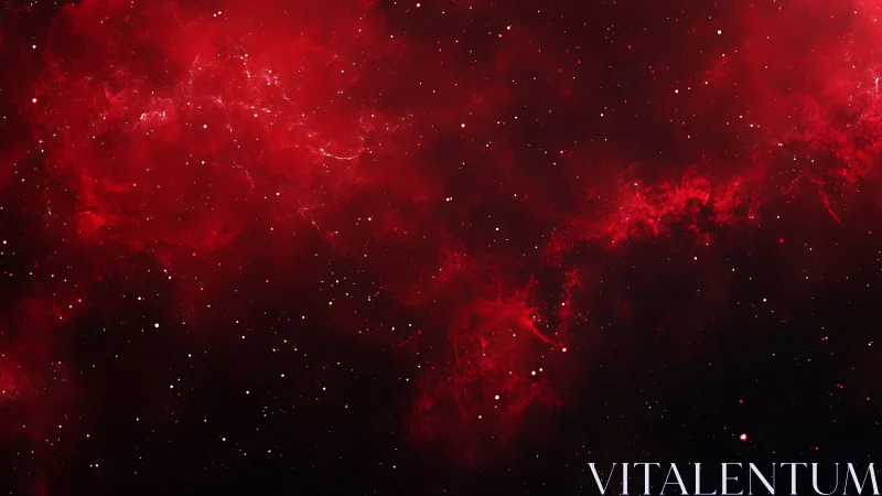 Crimson emission nebula arcs against deep stellar void