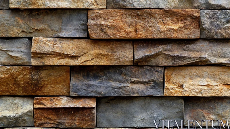 Rustic stone wall with textured surface in natural earth tones.