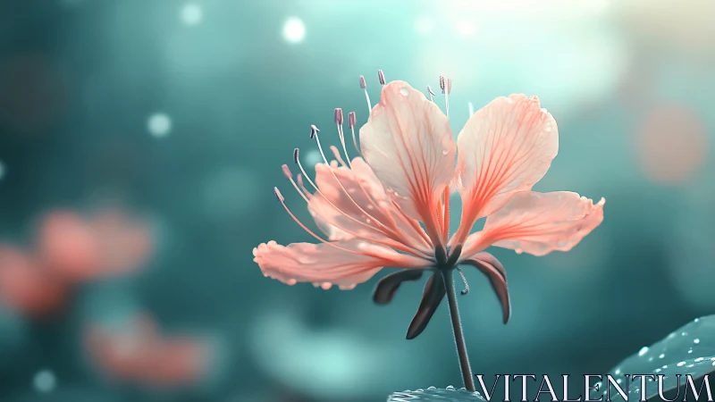Delicate Coral Flower with Backlighting and Bokeh Depth.