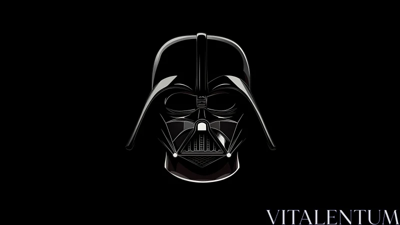 Iconic dark helmet glows against a deep starless void.