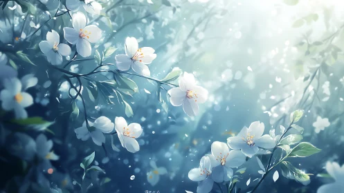 Luminous Petals Dancing Through Mist.