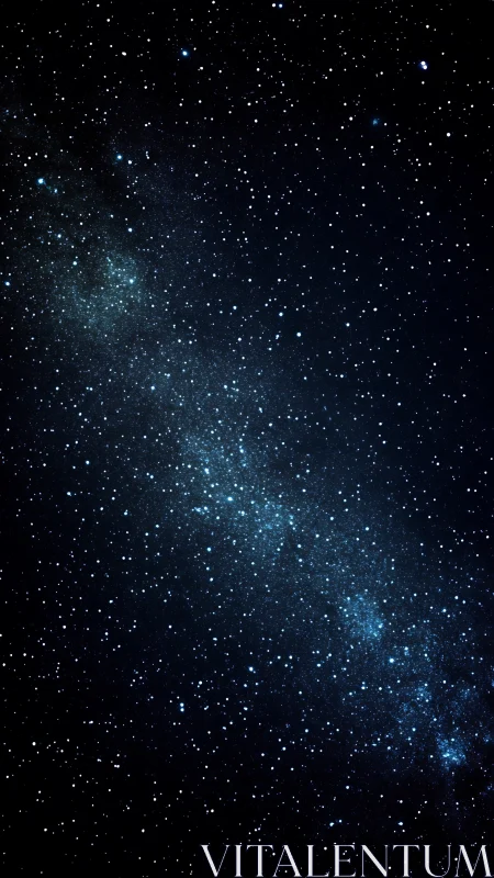 Dense star field with diagonal galactic band in deep space.