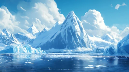 Silent ice cathedral under a sky of rolling northern clouds.