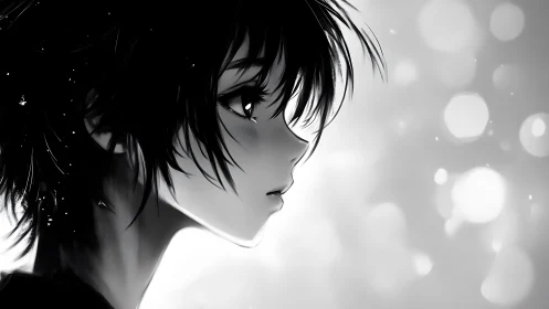 Softly glowing anime profile captures quiet, tender emotion