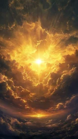 Solar hymn exploding through storm-wrapped celestial clouds.